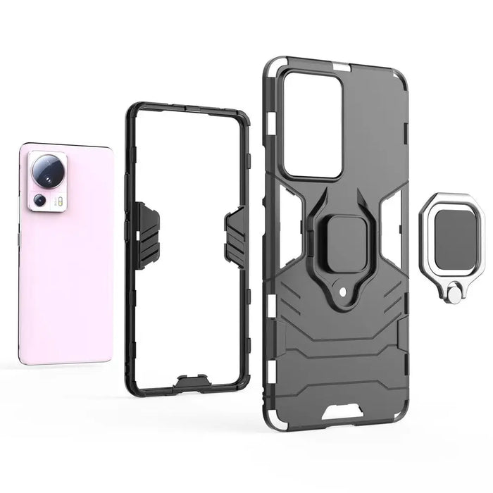 Ring Armor case for Xiaomi 13 Lite armored cover magnetic holder ring black - Cell phone cases and covers<<<HurtelXML
