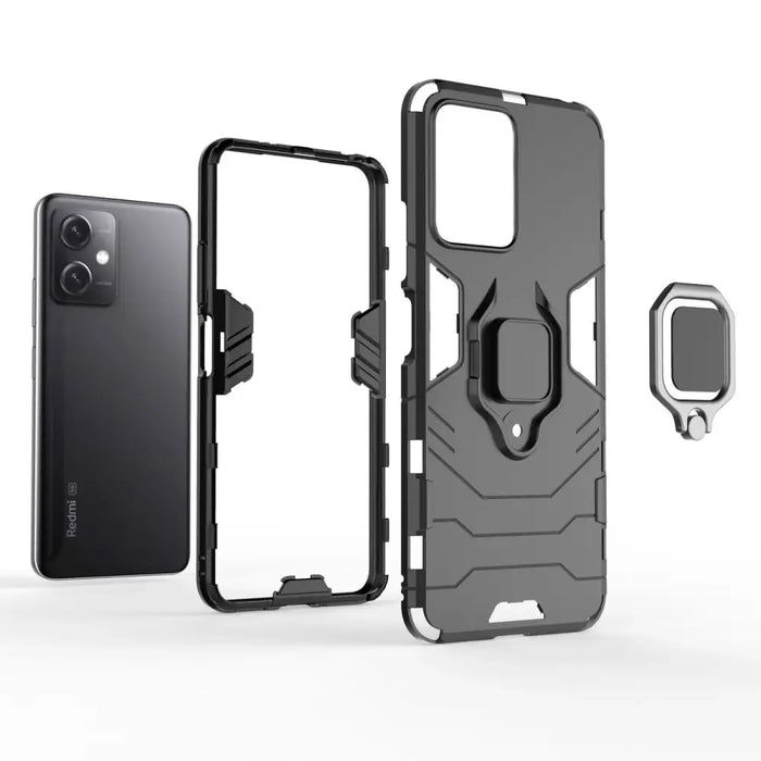 Ring Armor Case for Xiaomi Redmi Note 12 5G / Poco X5 5G Armor Cover Magnetic Holder Ring Black - Cell phone cases