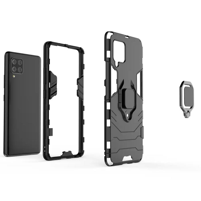 Ring Armor Case Kickstand Tough Rugged Cover for Samsung Galaxy A42 5G black - Cell phone cases and covers<<<HurtelXML