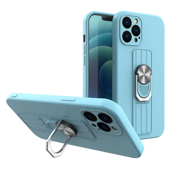 Ring Case silicone case with finger grip and stand for iPhone 11 Pro light blue - Cell phone cases