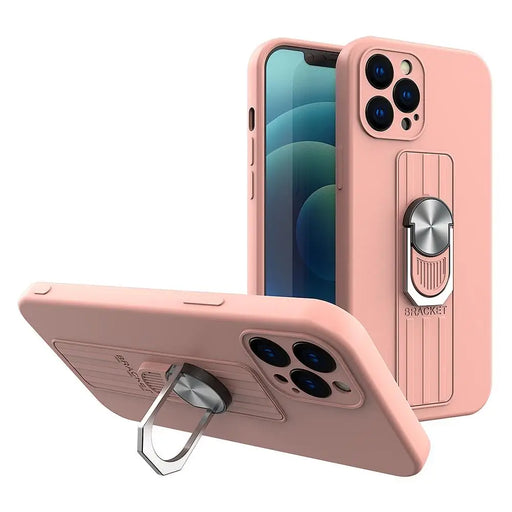 Ring Case silicone case with finger grip and stand for Samsung Galaxy A22 4G pink - Cell phone cases