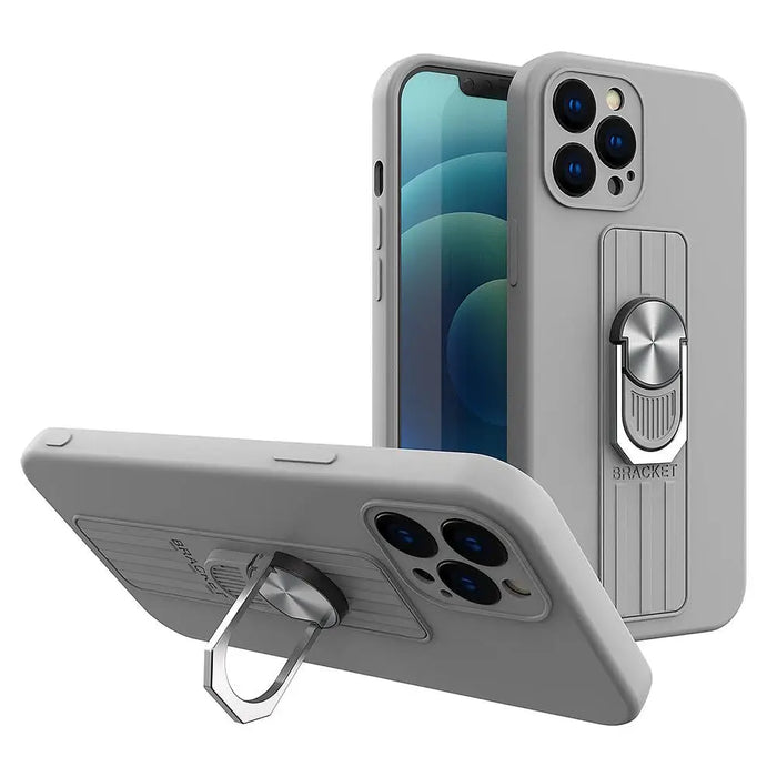 Ring Case silicone case with finger grip and stand for Samsung Galaxy A32 5G silver - Cell phone cases