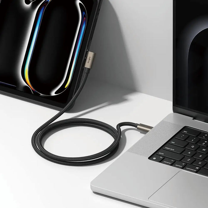 Ringke 3.2 gen. 2x2 USB-C PD 3.1 240W 1m angled cable - black - Cables and tapes<<<HurtelXML