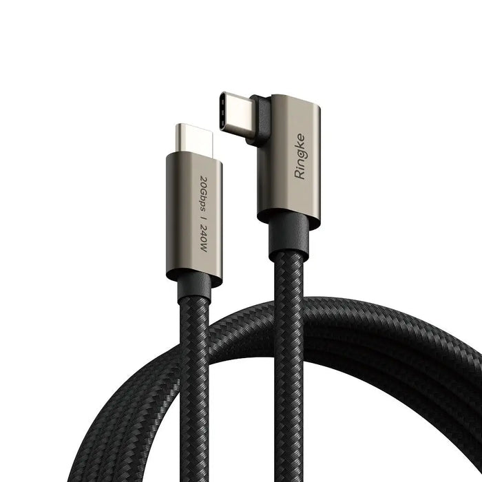 Ringke 3.2 gen. 2x2 USB-C PD 3.1 240W 1m angled cable - black - Cables and tapes<<<HurtelXML