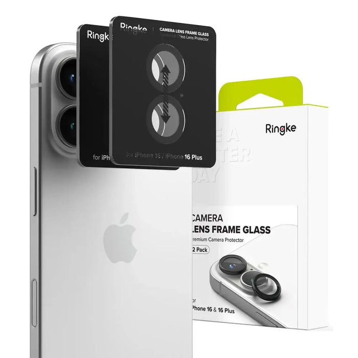 Ringke Camera Frame Protector 2-pack for iPhone 16 / 16 Plus - Black - Cell phone tempered glass<<<HurtelXML