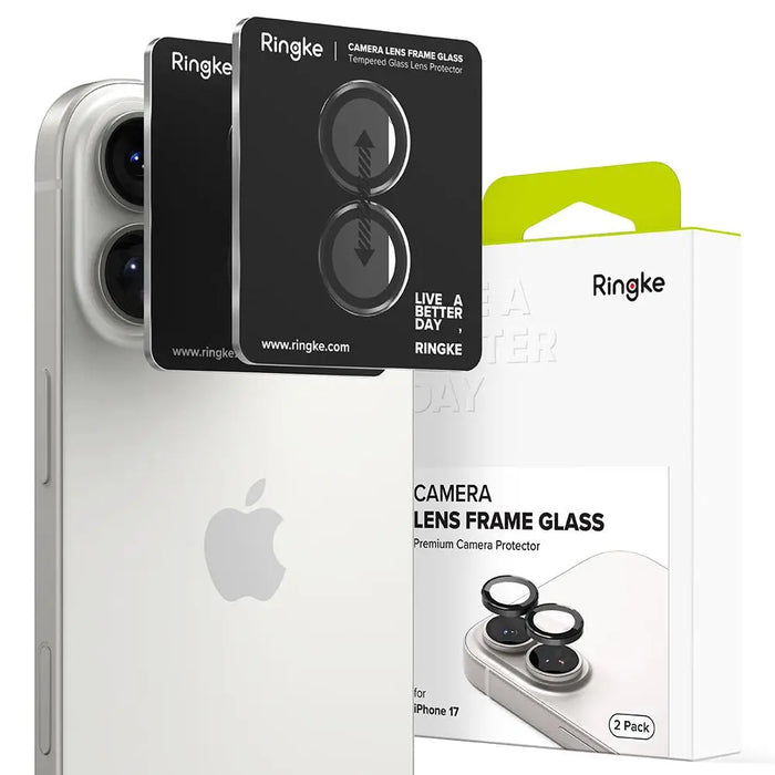 Ringke Camera Frame Protector 2-pack for iPhone 17 - Black - Cell phone tempered glass<<<HurtelXML