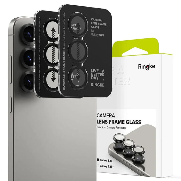 Ringke Camera Frame Protector 2-pack for Samsung Galaxy S25 - Black - Cell phone tempered glass<<<HurtelXML