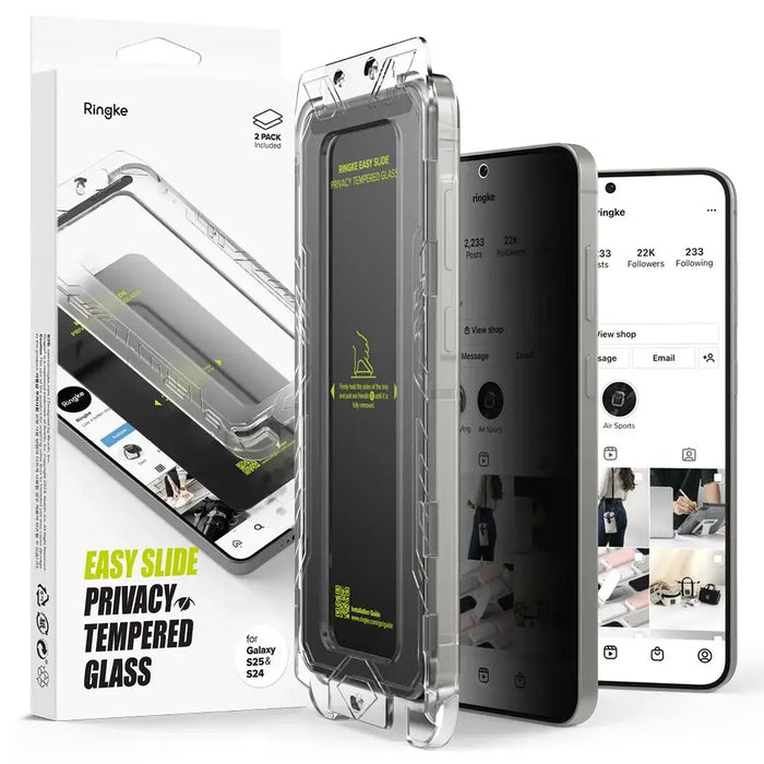 Ringke Easy Slide 2-pack Privacy Glass for Samsung Galaxy S25 - Cell phone tempered glass<<<HurtelXML