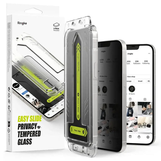 Ringke Easy Slide Privacy Glass 2-pack for iPhone 13 / 13 Pro / 14 / 16e - Cell phone tempered glass<<<HurtelXML