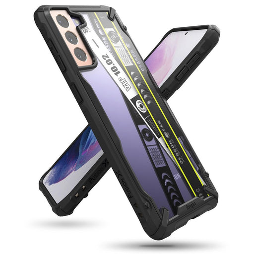 Ringke Fusion X Design durable PC Case with TPU Bumper for Samsung Galaxy S21+ 5G (S21 Plus 5G) black (Ticket band)