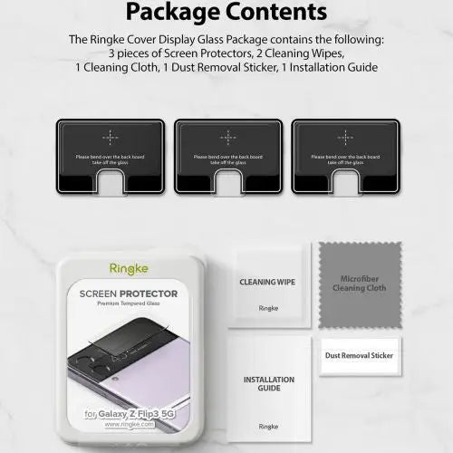 Ringke Galaxy Z Flip 3 0.33 mm Back cover Display Screen Protector Tempered Glass (3pcs) Transparent - Samsung