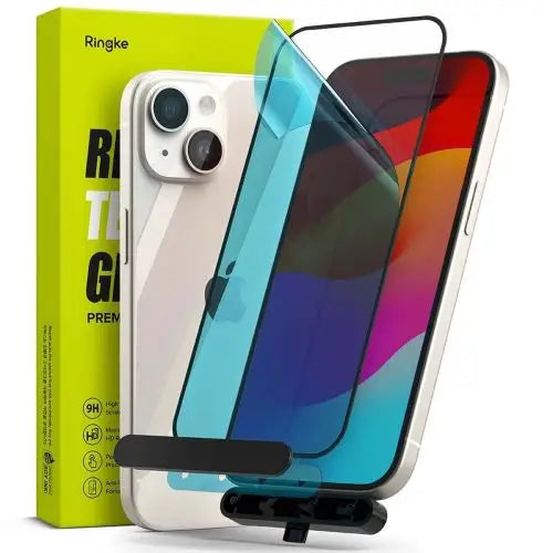 Ringke iPhone 15 Plus Screen Protector Premium Tempered Glass 9H with installation jig Transparent - iPhone 15