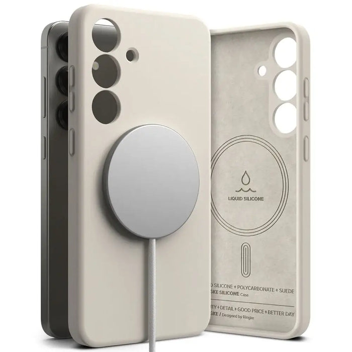 Ringke Silicone MagSafe Case for Samsung Galaxy S25 - Beige - Cell phone cases and covers<<<HurtelXML