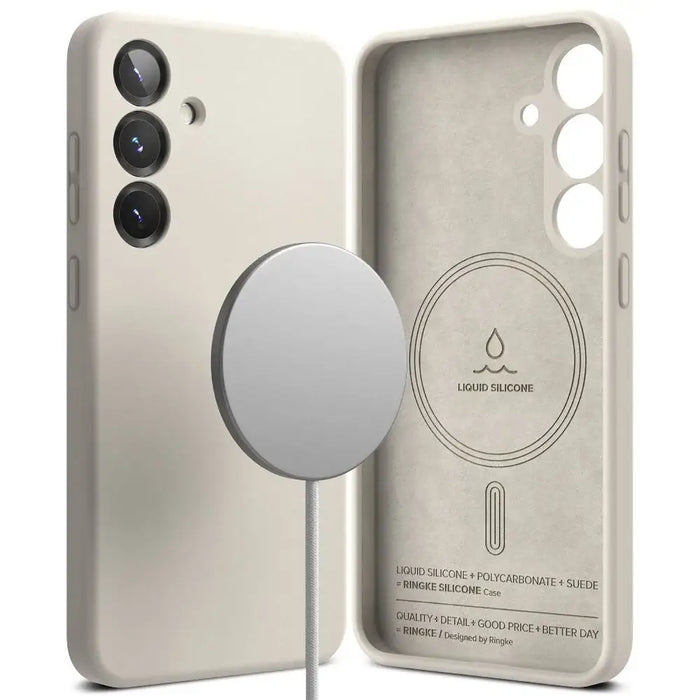 Ringke Silicone MagSafe Case for Samsung Galaxy S25 - Beige - Cell phone cases and covers<<<HurtelXML