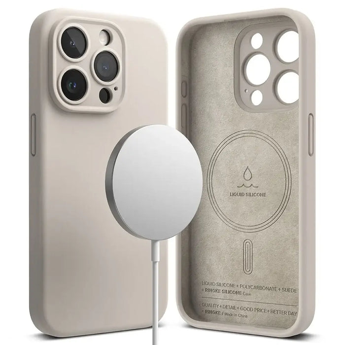 Ringke Silicone MagSafe iPhone 15 Pro Max Case - Beige - Cell phone cases and covers<<<HurtelXML