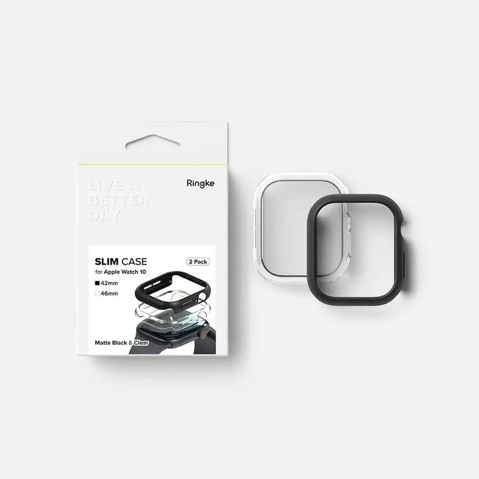 Ringke Slim 2-pack Case for Apple Watch 10 42mm - Clear and Matte Black - Cell phone cases and covers<<<HurtelXML