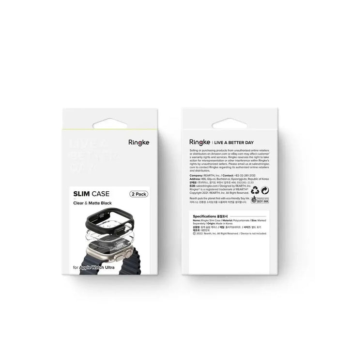 Ringke Slim 2-pack Case for Apple Watch Ultra 1/2 (49mm) - Clear and Matte Black - Cell phone cases