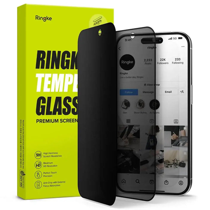 Ringke Tempered Glass Privacy Glass for iPhone 15 Pro Max - Cell phone tempered glass<<<HurtelXML