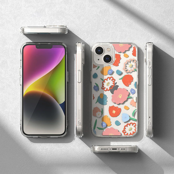 Ringke Fusion Design Armored Sleeve Cover with Gel Frame for iPhone 14 Plus transparent (Floral) (FD637E31)