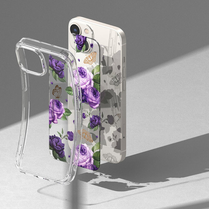 Ringke Fusion Design Armored Case Cover with Gel Frame for iPhone 14 Plus transparent (Purple rose) (FD637E29)
