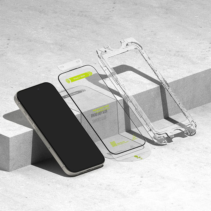 Ringke Easy Slide 2-pack Black Frame Tempered Glass for iPhone 16 Pro Max