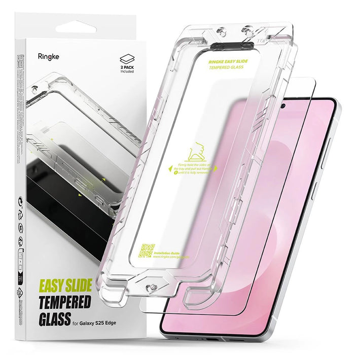 Ringke Easy Slide 2-pack tempered glass for Samsung Galaxy S25 Edge - transparent
