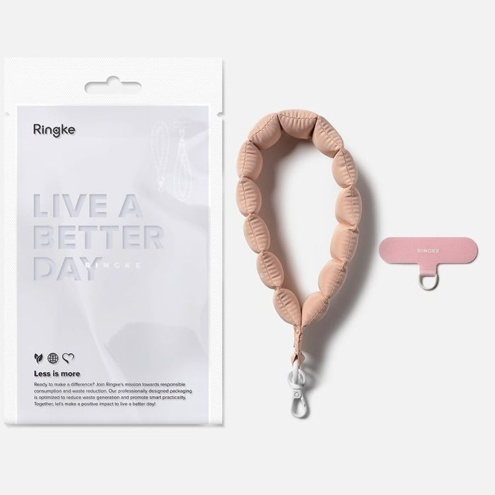 Ringke Holder &amp; Puffer Hand Strap Phone Lanyard - Pink