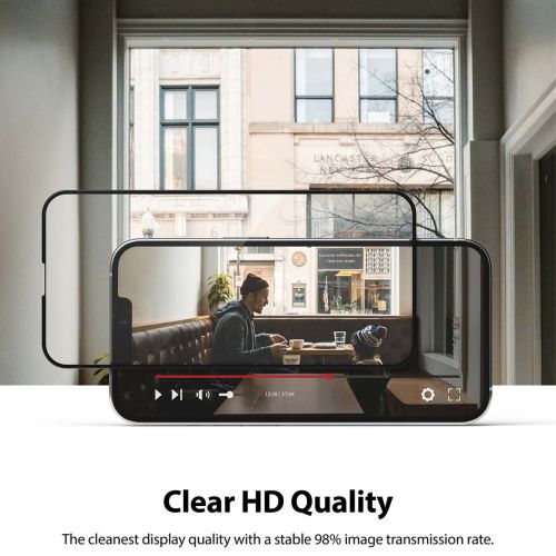 Ringke iPhone 13/13 Pro Screen Protector Invisible Defender ID Tempered Glass Black