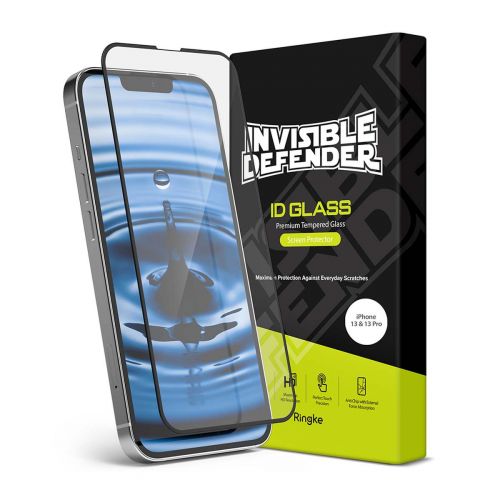 Ringke iPhone 13/13 Pro Screen Protector Invisible Defender ID Tempered Glass Black