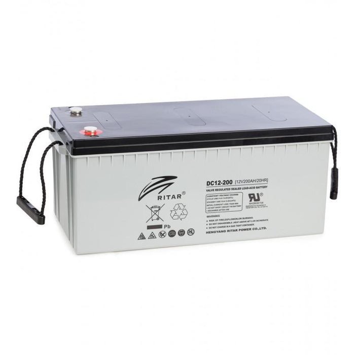 Lead acid AGM Deep cycle battery RITAR (DC12-200), 12V, 200Ah, 522 /240/ 219 mm, F10/M8