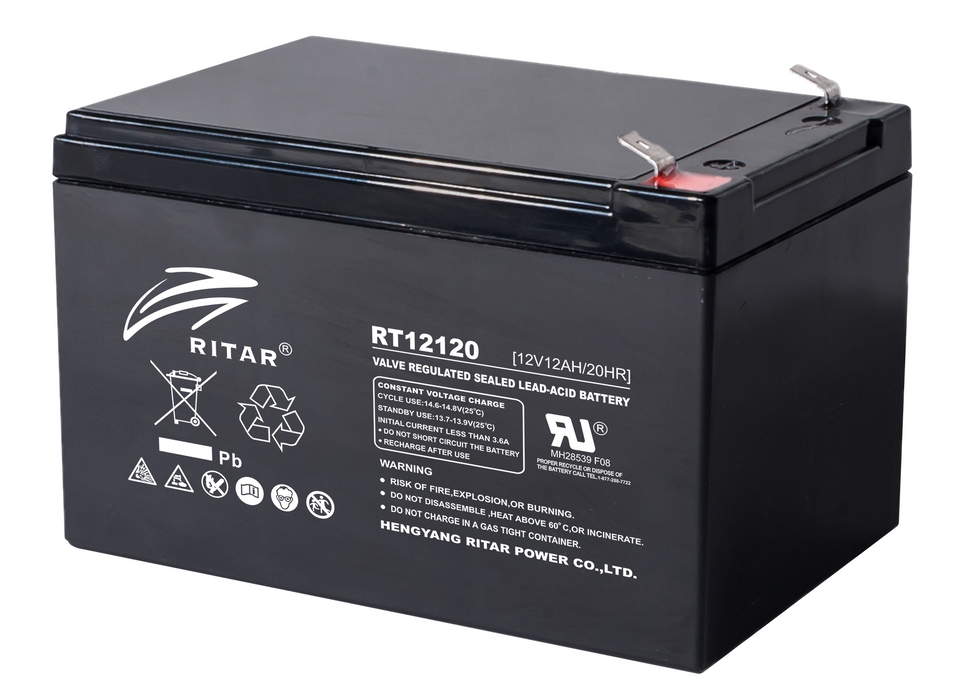 RITAR Lead Acid Battery, (RT12120) AGM, 12V, 12 Ah, 151/ 98/ 95 mm, Terminal 2