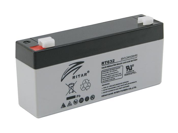 RITAR lead battery, (RT632) AGM, 6V, 3.2Ah, 134 /34 /60 mm, Terminal1