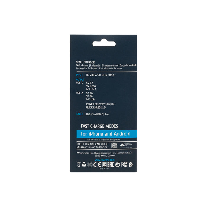 CHARGER 220V 20W USB+TYPE-C+CABLE PS4102