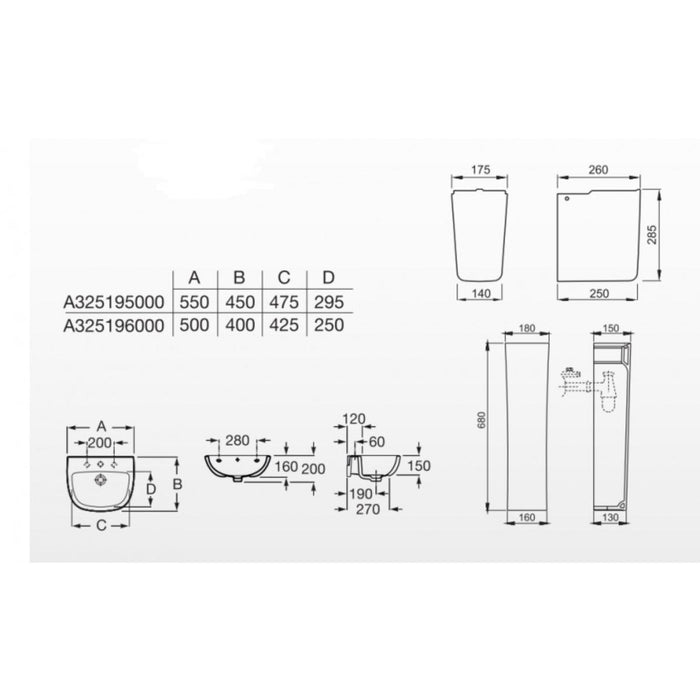 ADELE WASHBASIN WITH FASTENER 55x45x20 CM