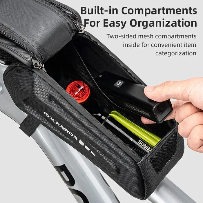 Rockbros 30120064001 waterproof frame bicycle bag with phone cover - black - Sport products<<<HurtelXML&&&Bags