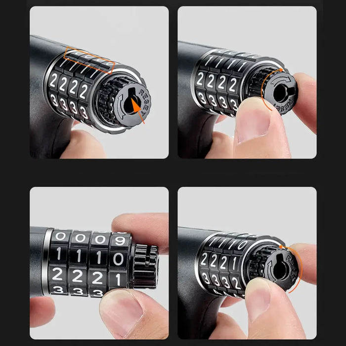 Rockbros 3230002001 bicycle lock with combination and key - black - Sport