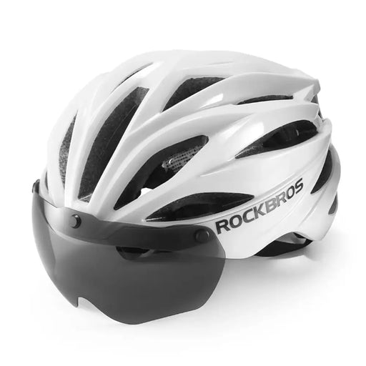 Rockbros Bike Helmet with Visor Detachable UV Goggles Unisex Glossy - White - Sport products<<<HurtelXML