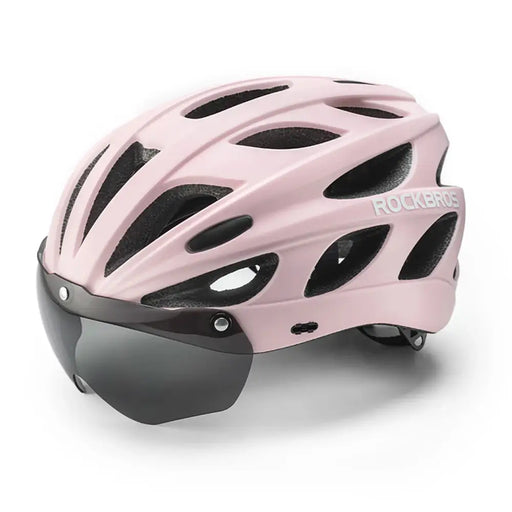 Rockbros Bike Helmet with Visor Detachable UV Goggles Detachable Visor Unisex - Pink - Sport products<<<HurtelXML