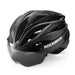 Rockbros Bike Helmet with Visor Detachable UV Protective Goggles Unisex - Black - Sport products<<<HurtelXML