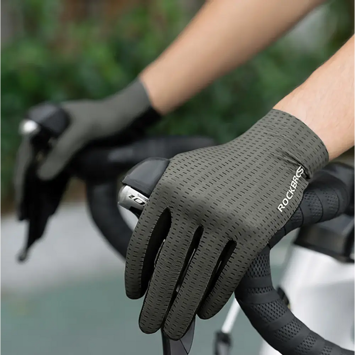 Rockbros Breathable Full Finger Cycling Gloves Size: L - Green - Cycling gloves<<<HurtelXML