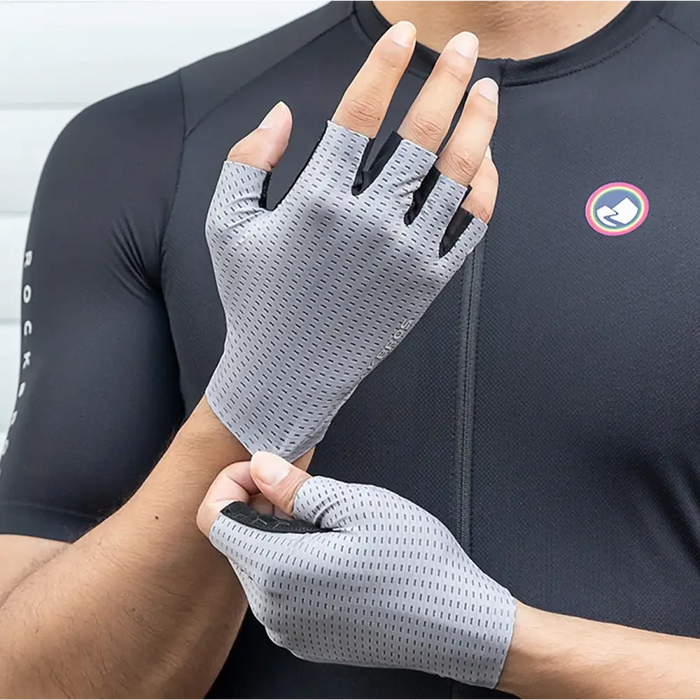 Rockbros Breathable Short Finger Cycling Gloves Size: XXL - Gray - Cycling gloves<<<HurtelXML