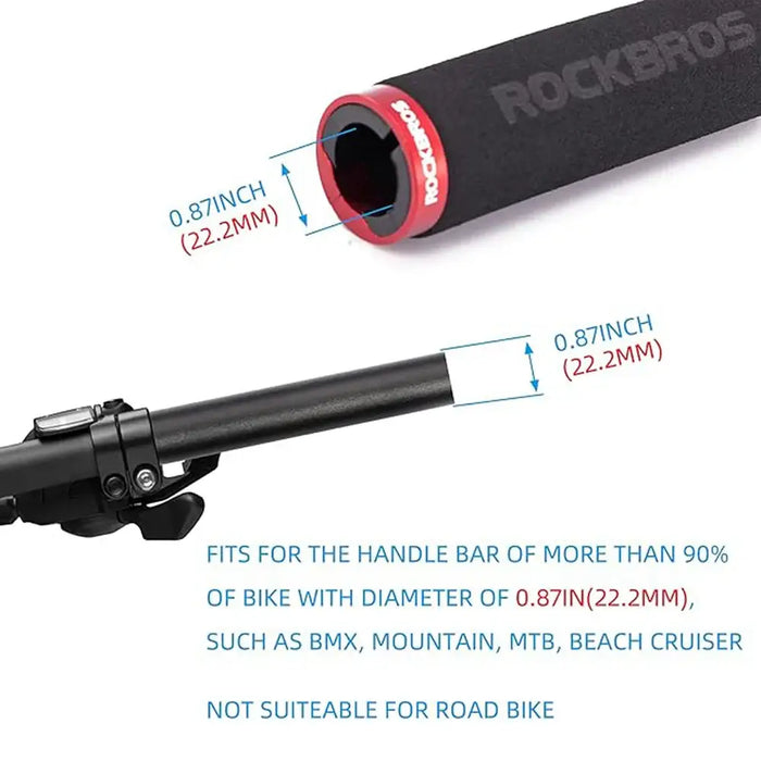 Rockbros BT1001BKRD sponge bicycle handlebar grips - black and red - Sport