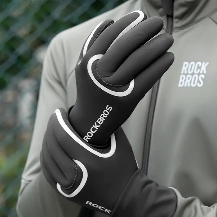 Rockbros full waterproof cycling gloves size: S/M - black - Cycling gloves<<<HurtelXML