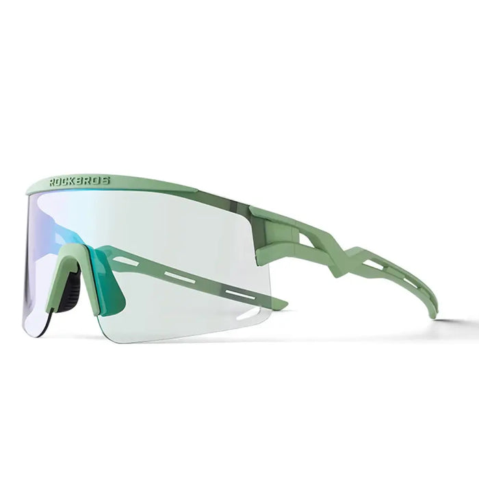 Rockbros Photochromic Cycling Glasses with UV Protection and Corrective Insert - Green - Sport