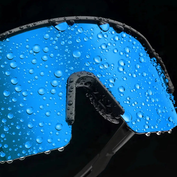 Rockbros Polarized Cycling Glasses with UV Protection and Corrective Insert Blue Lenses - Black - Sport