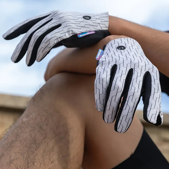 Rockbros sports gloves full spring-summer size M - white and black - Cycling gloves<<<HurtelXML