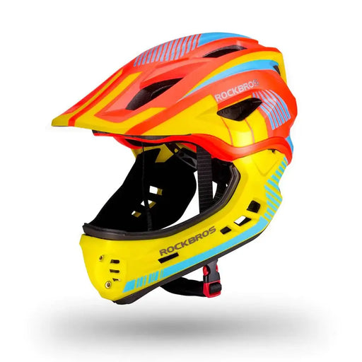 Rockbros TT-32SOYB-S children’s bicycle helmet with detachable chinbar size S - yellow-orange - Sport