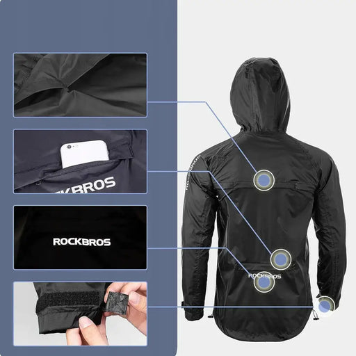 Rockbros YPY013BK3XL Rain Jacket Breathable Windproof XXXL - Black - Sport products<<<HurtelXML