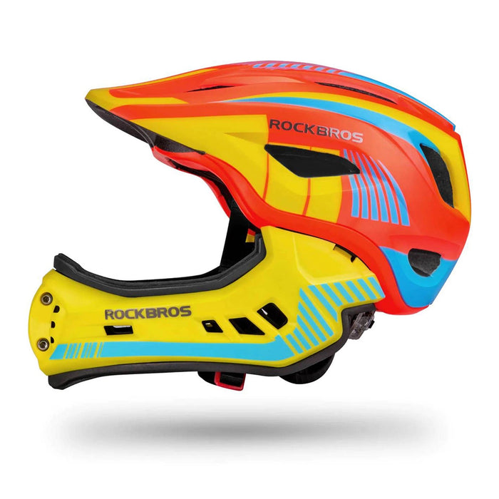 Rockbros TT-32SOYB-S children&#39;s bicycle helmet with detachable chinbar, size S - yellow-orange