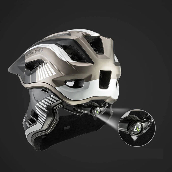 Rockbros TT-32SBTG-M children&#39;s bicycle helmet with removable chinbar, size M - gray